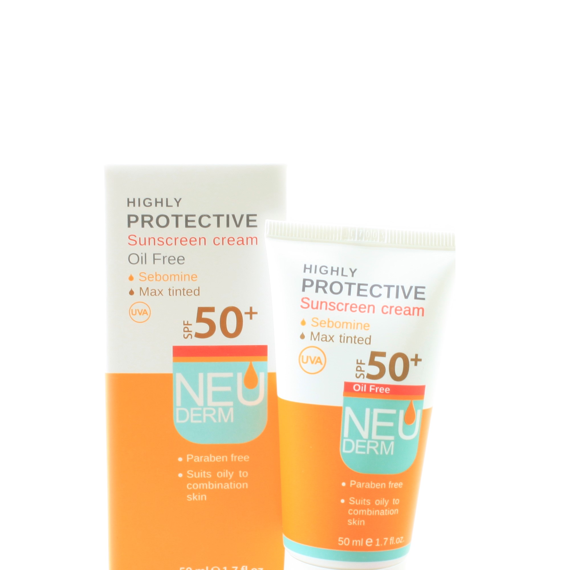 کرم ضد آفتاب فاقد چربی +SPF50 رنگ بژ نئودرم